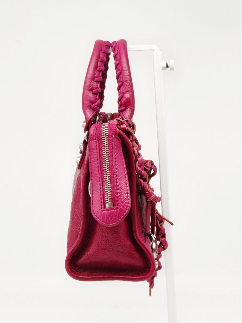 Balenciaga Motocross First Mini City Magenta Pink Leather Crossbody Shoulder Bag - Picture 3 of 13